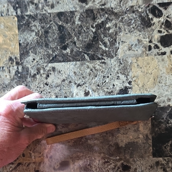 Embossed Blue/gray Wristlet Clutch - Picture 8 of 14